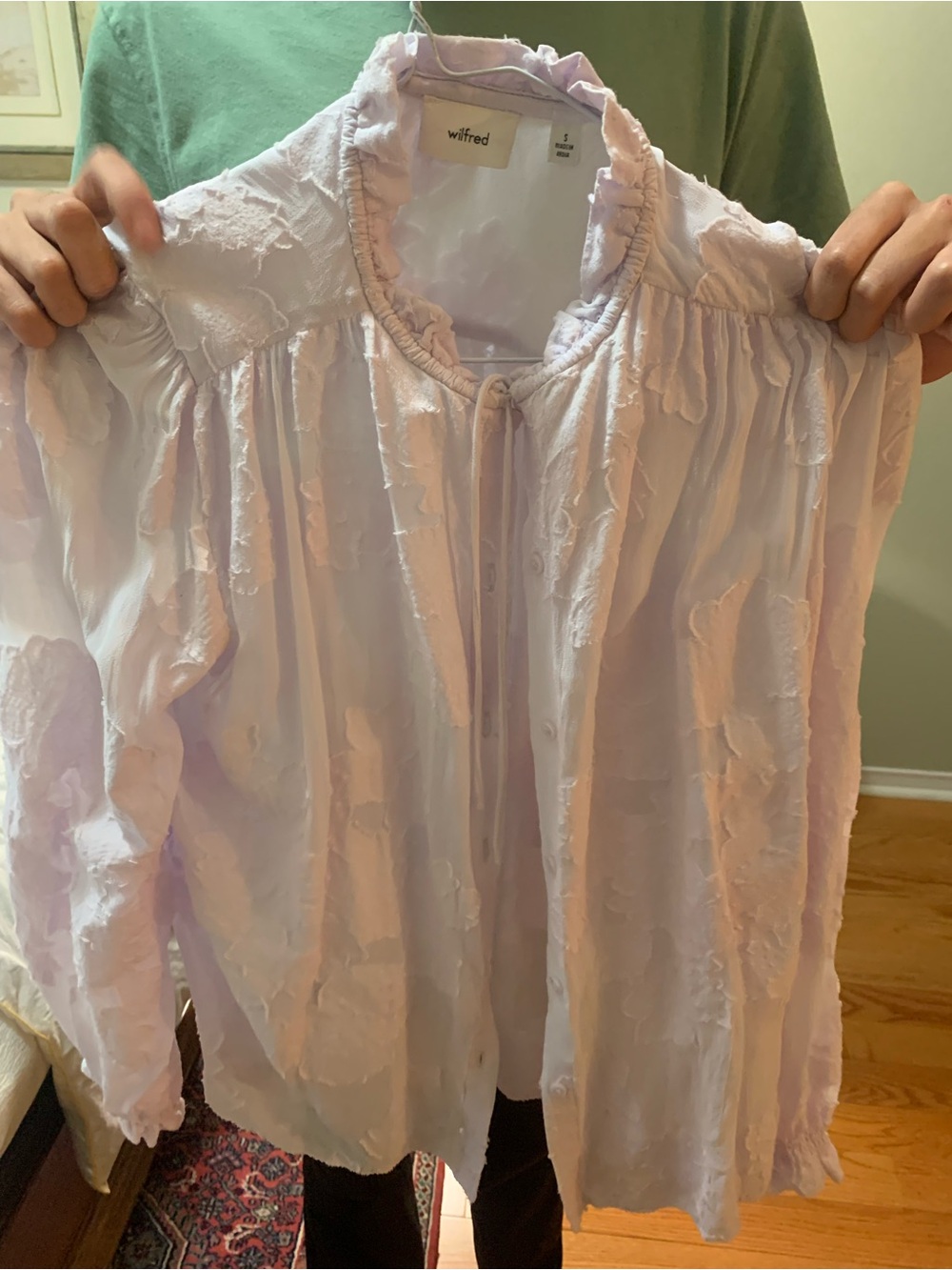 Wilfred Soft Lavender Ruffled Button-Front Nightshirt